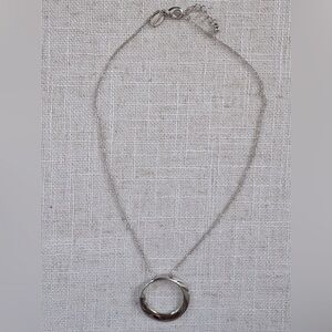 Silver Charm Pendant Necklace EUC Statement Necklace Circle Charm Chain